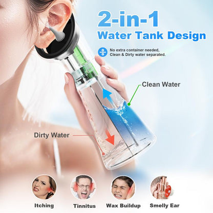 Electric Ear Irrigation System 4 Pressure Settings • 2-in-1 Water Tank • Rechargeable