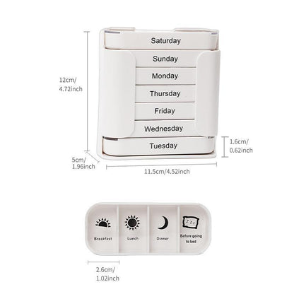 7-Day Pill Organizer™ 4 Daily Compartments • Removable Day Cases • Large Capacity