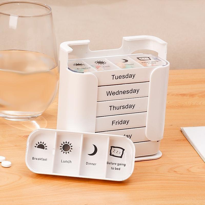7-Day Pill Organizer™ 4 Daily Compartments • Removable Day Cases • Large Capacity