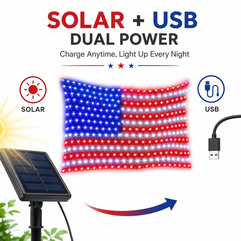 LibertyGlow™ Solar American Flag Lights