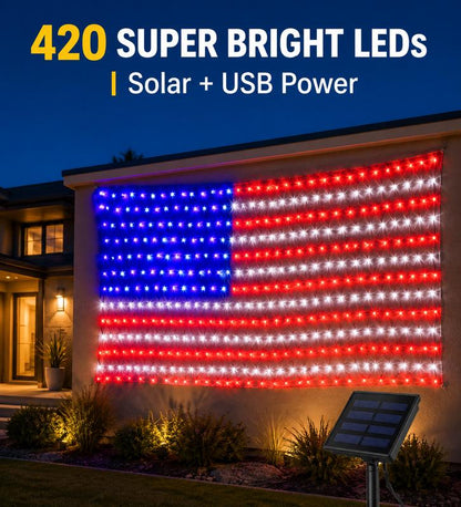 LibertyGlow™ Solar American Flag Lights